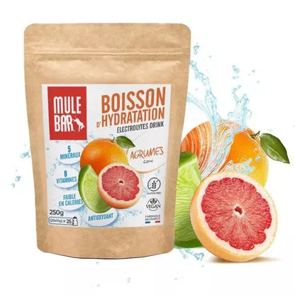 Boisson d'hydratation en poudre à diluer aux agrumes 250g Mulebar