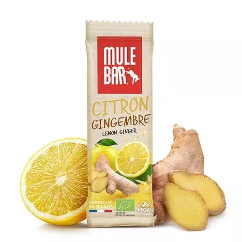 Barre céréales fruits bio & vegan Citron - Gingembre 40g Mulebar