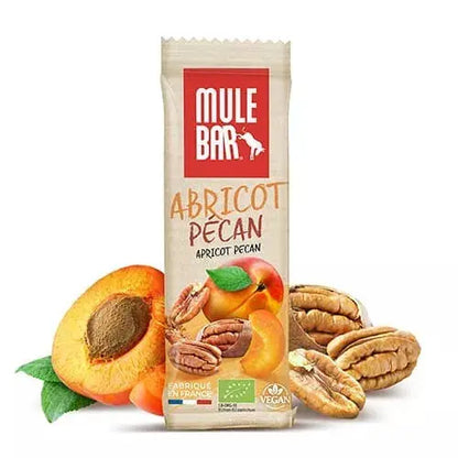 Barre céréales fruits bio vegan Abricot - Noix de pécan 40g Mulebar
