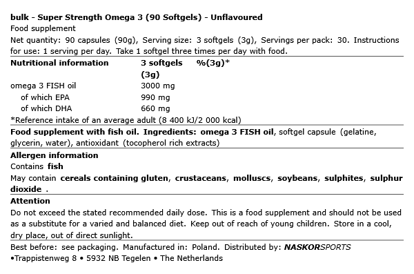Super Strength Oméga 3 90 gélules Bulk