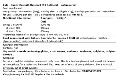 Super Strength Oméga 3 90 gélules Bulk