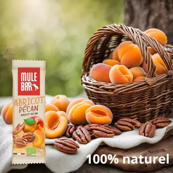 Barre céréales fruits bio vegan Abricot - Noix de pécan 40g Mulebar