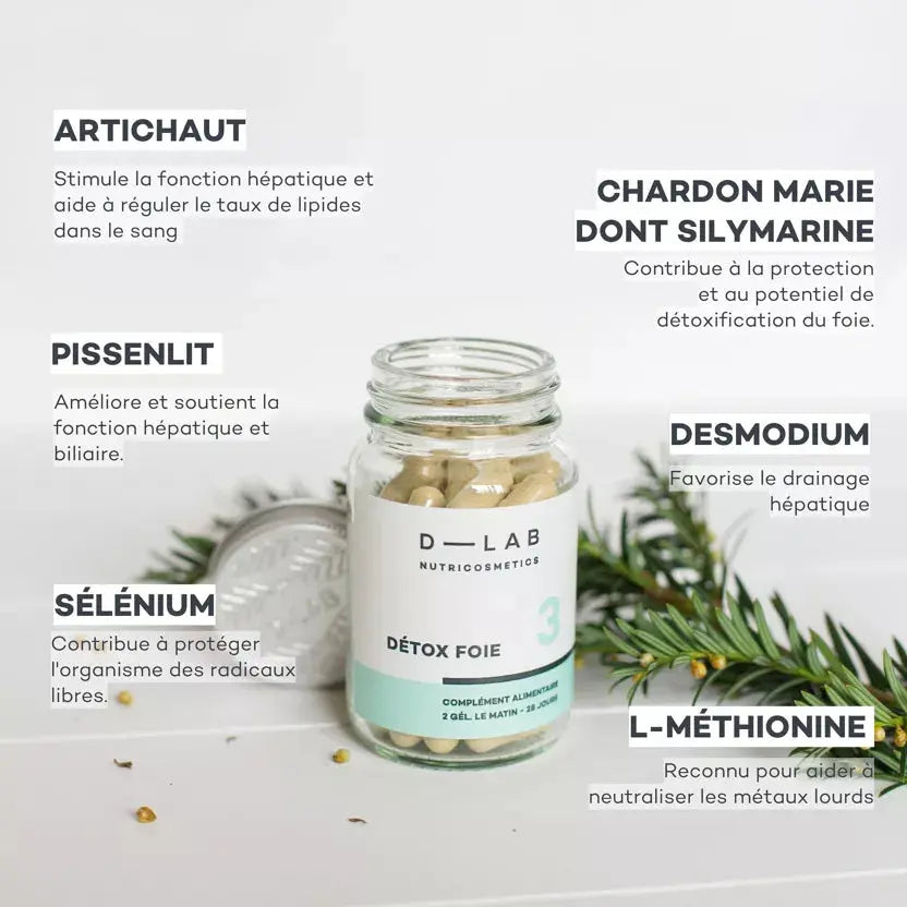 DÉTOX FOIE - Purifie l'organisme - Compléments Alimentaires D-Lab Nutricosmetics