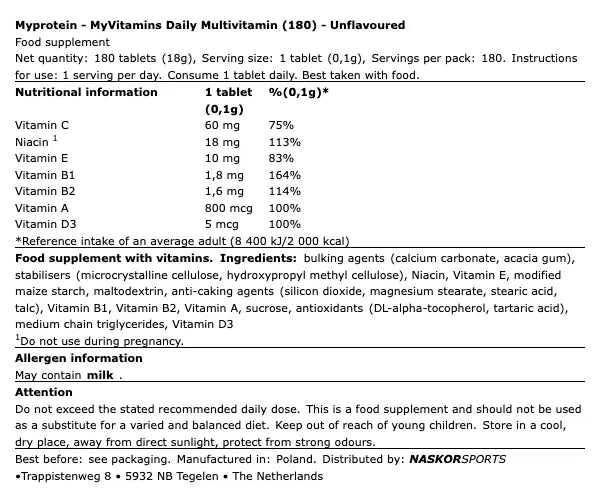 Multivitamines 180 gélules My Protein