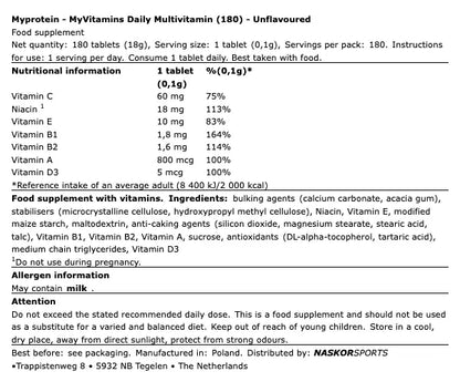 Multivitamines 180 gélules My Protein