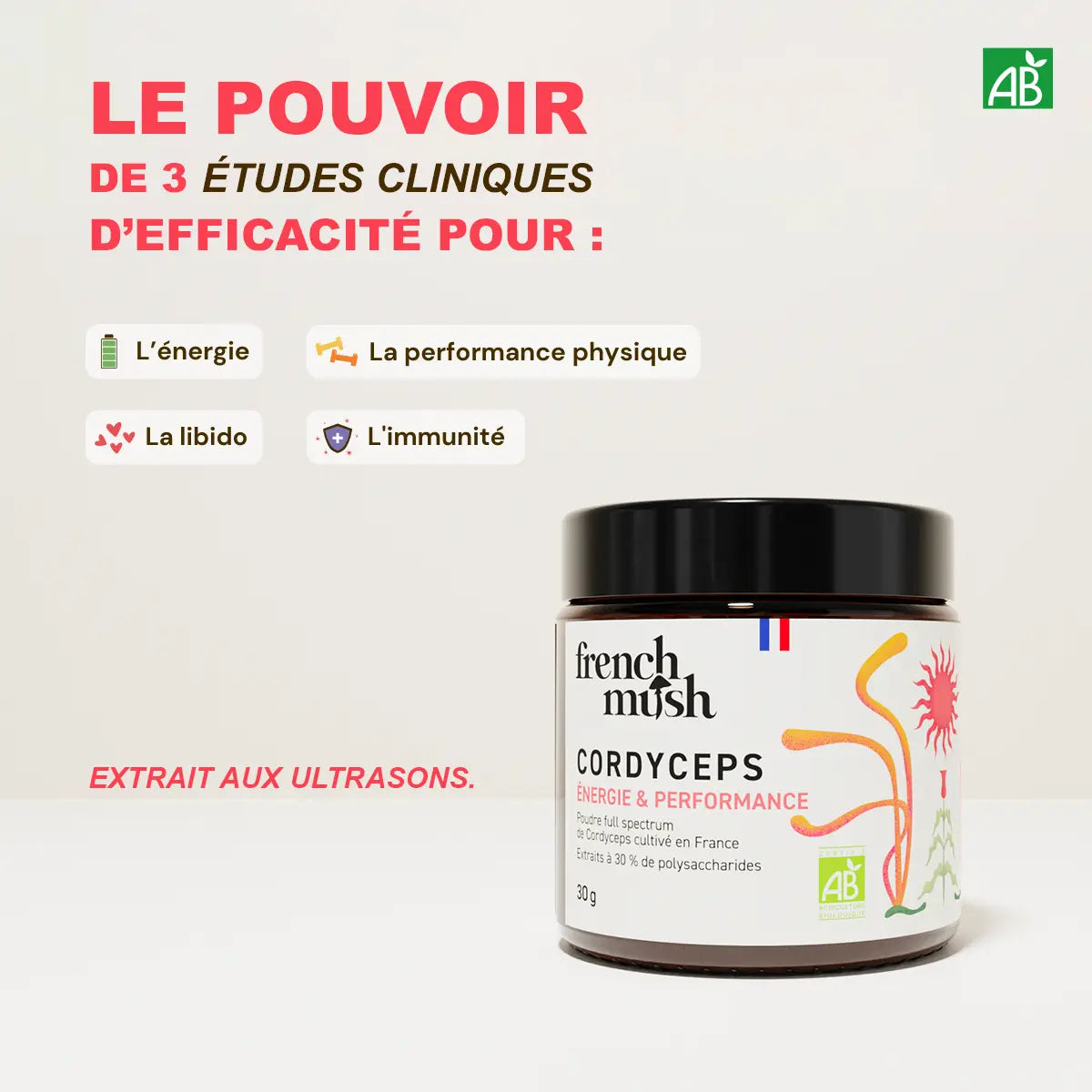 Poudre d'extrait de Cordyceps 30g
