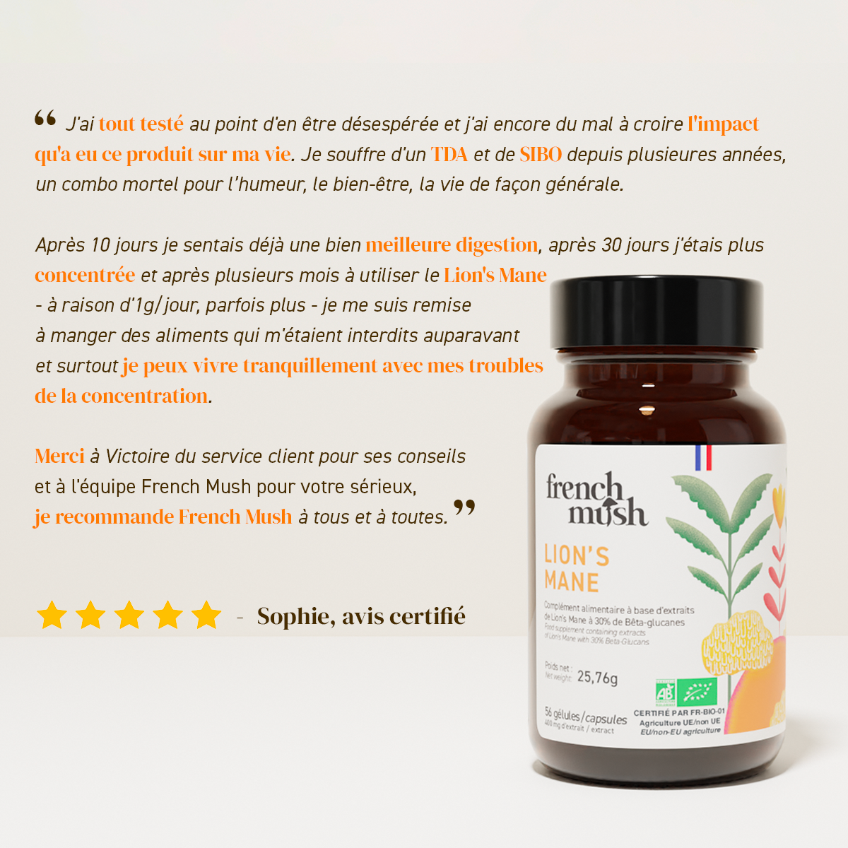 Extraits Lion's mane 56 gélules French Mush