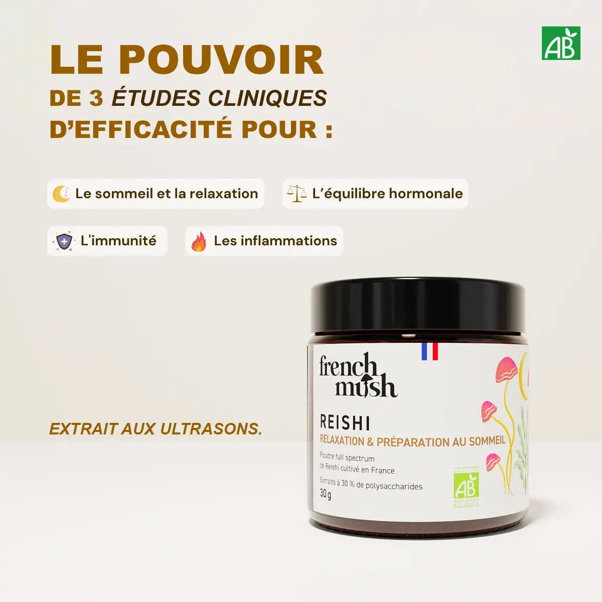 Poudre d'extraits de Reishi 30g