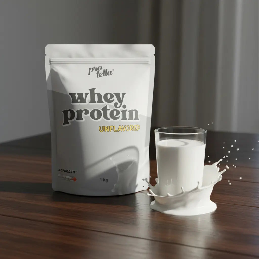 Protella Whey Protein Unflavored - Lifestyle avec lait